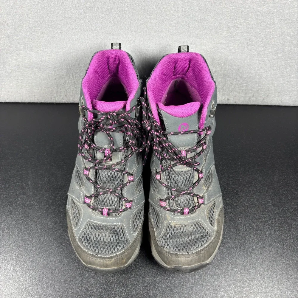 Merrell Kids Girls Moab 3 Mid Waterproof Hiking Boots Size 5W Wide Gray Pink